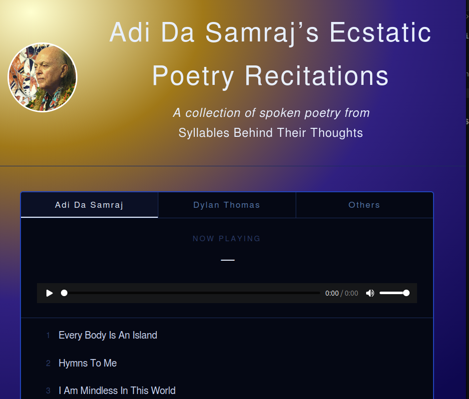 Adi Da Poetry Webpage